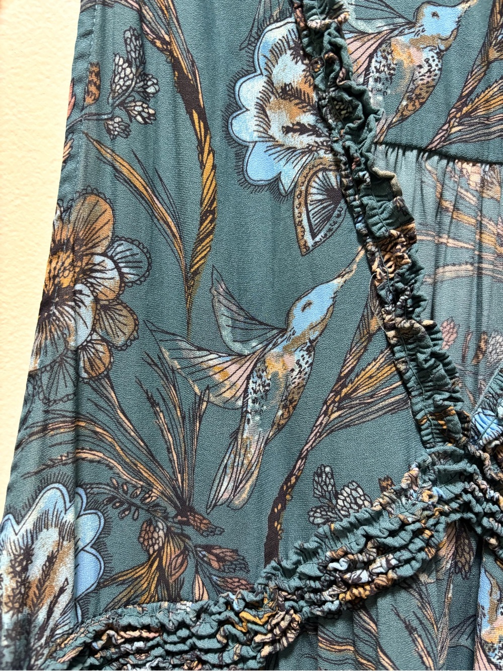 Free People Purple Haze Tunic Top Small Teal Hummingbird Tiered Fairycore Boho - Picture 4 of 8